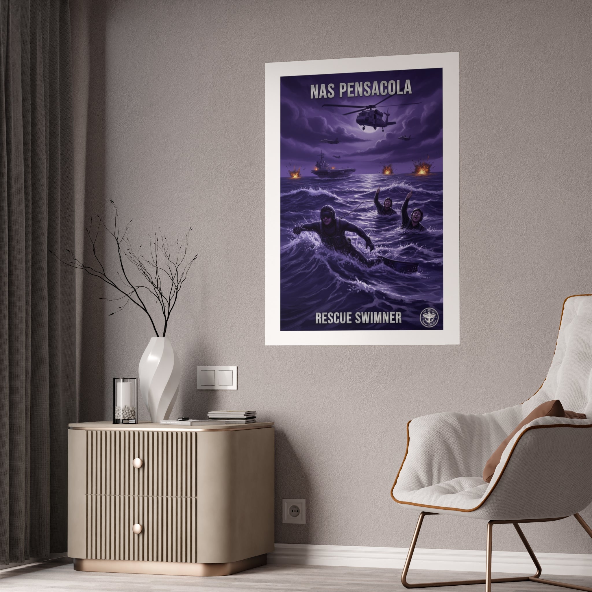 NAS Pensacola Rescue Swimmer Gloss Poster