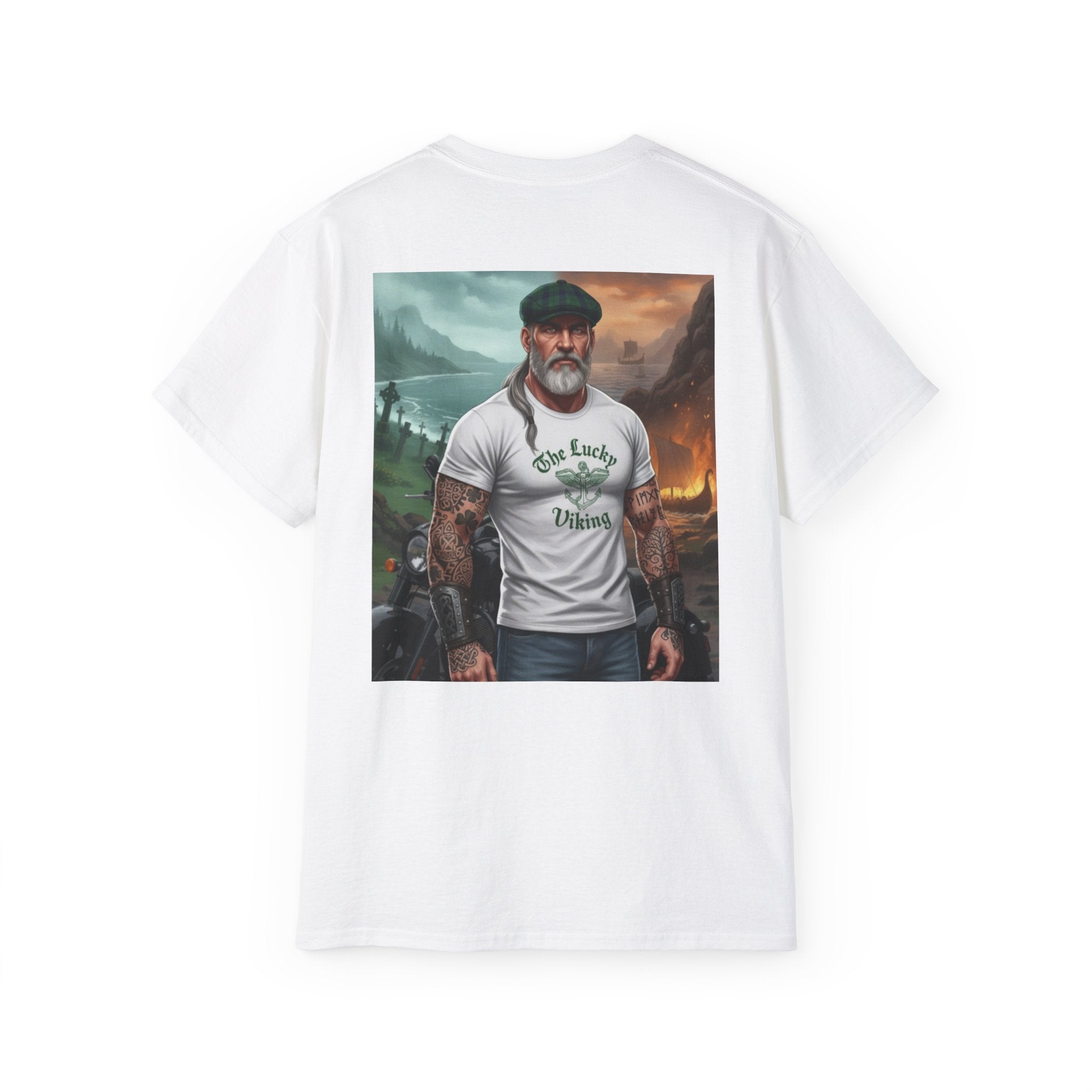 Irish Crest & 'One Lucky Viking' T-Shirt — Celtic Coat of Arms Tee