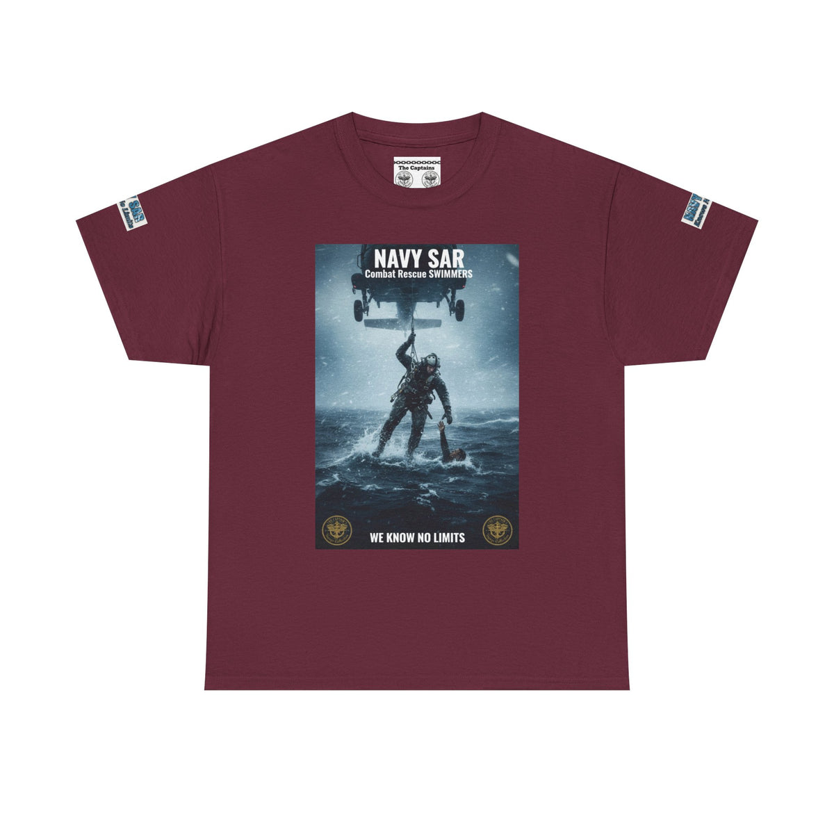 Navy SAR Combat Rescue Swimmers T‑Shirt — "We Know No Limits"