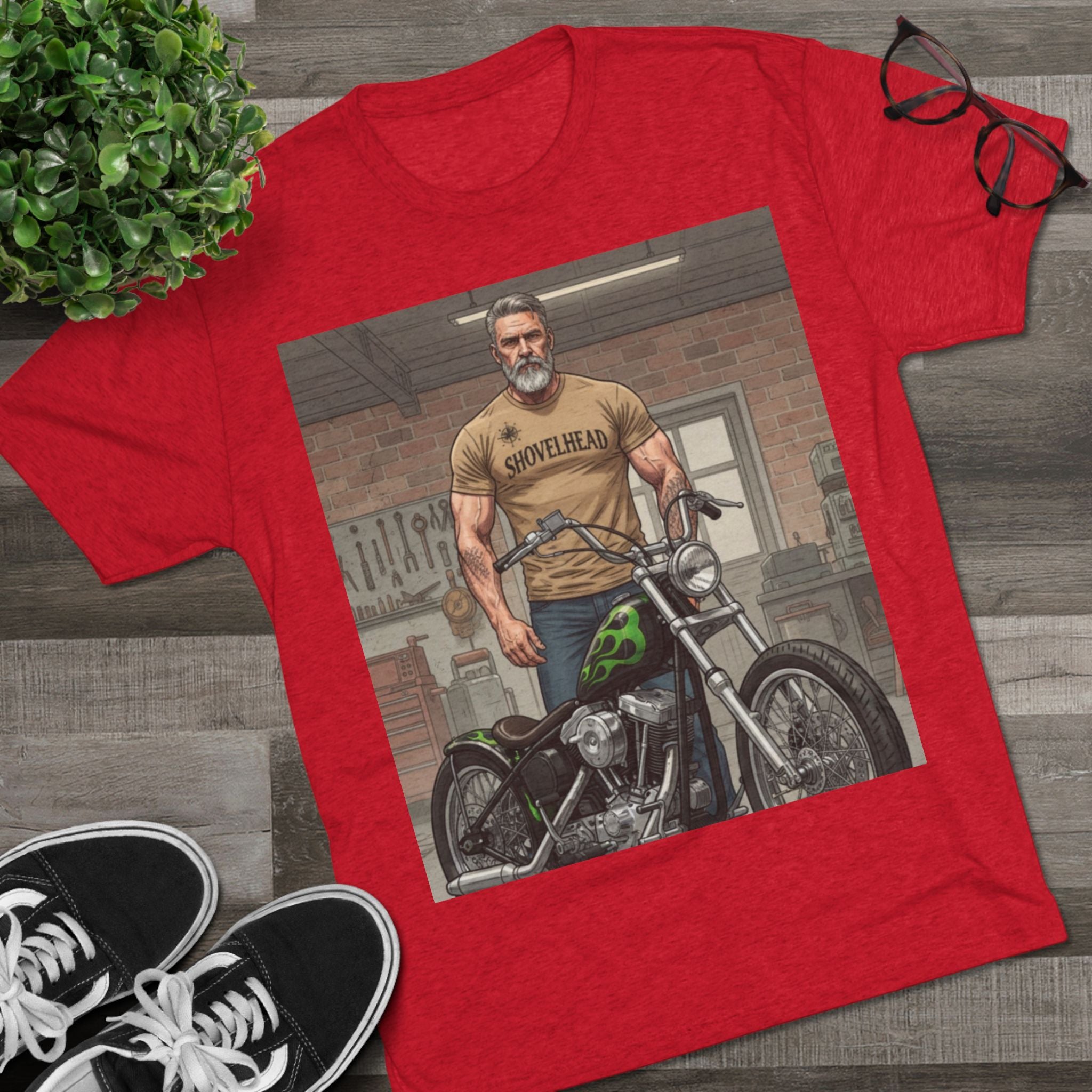 Vintage Biker Garage Tee — 'Somewhere' Motorcycle Illustration T-Shirt