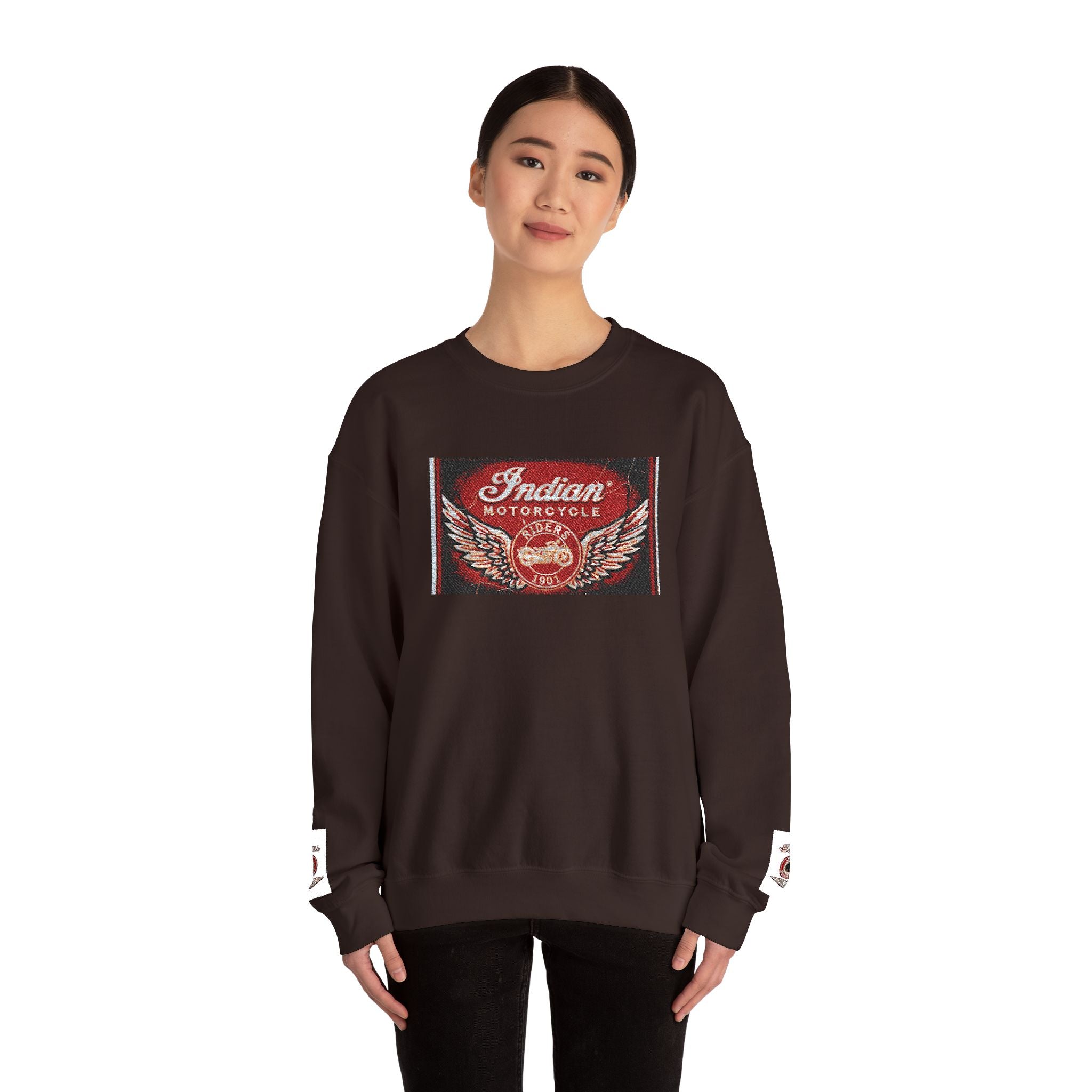 Vintage Motorcycle Crewneck Sweatshirt — 'Indian Motorcycles' Winged Logo