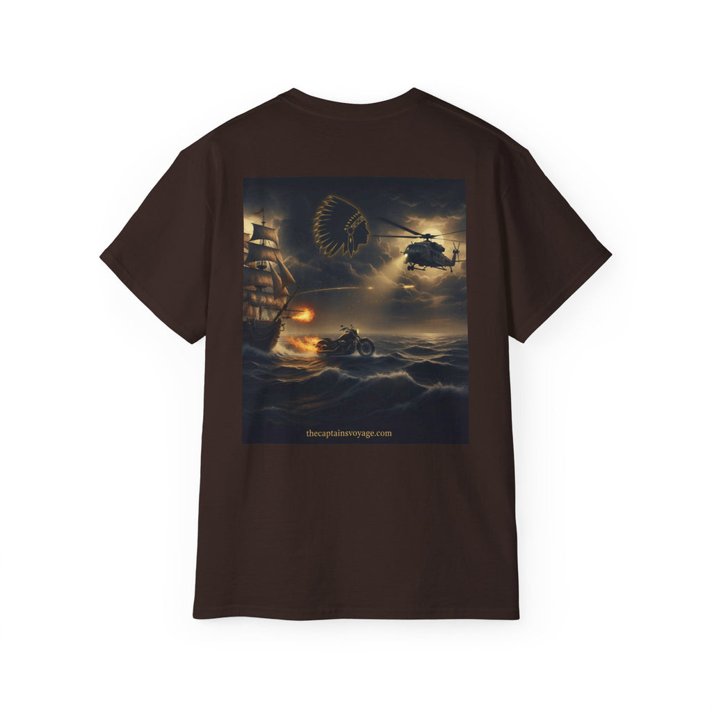 Adventure Motorcycle Tee — Fiery Rider & Nautical Voyage Graphic T-Shirt