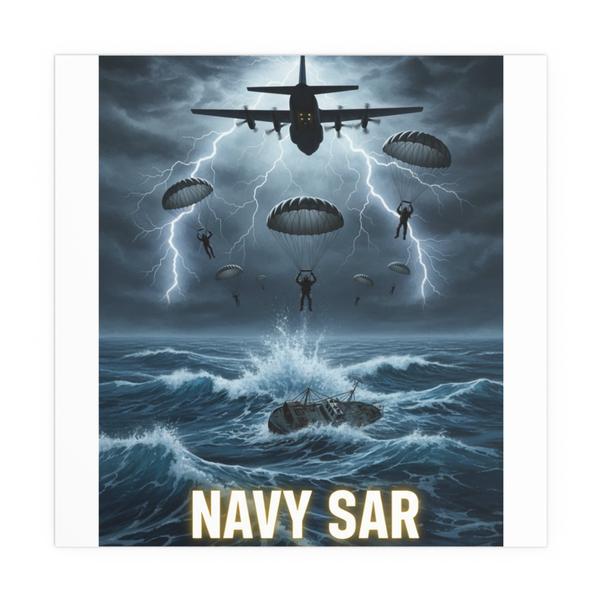 Navy SAR 'Knows No Limits' Rescue Poster — Indoor/Outdoor Silk Print