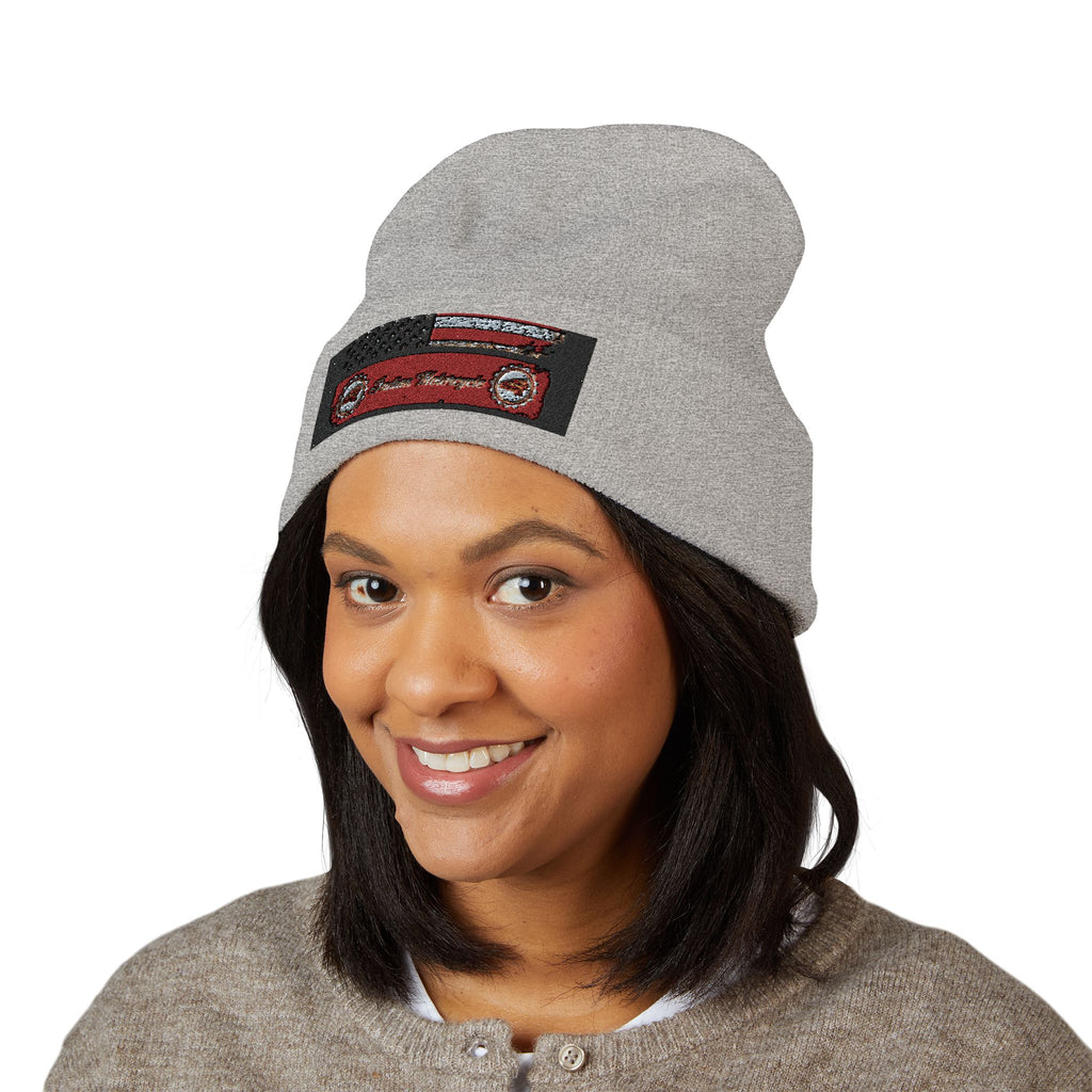 Retro Cassette Embroidered Beanie — Vintage Music Knit Hat