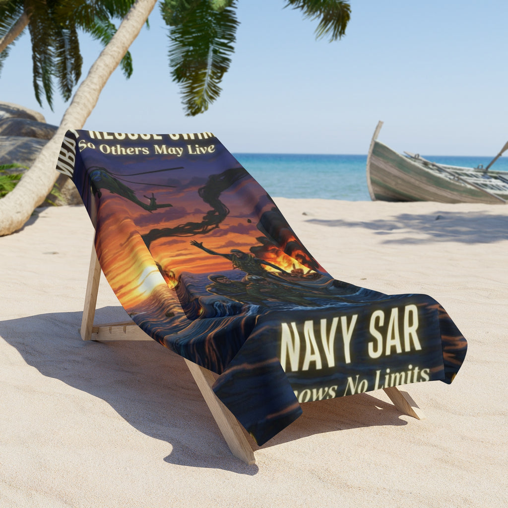 Navy SAR Combat Rescue Swimmer Beach Towel – "So Others May Live" Sunset Design