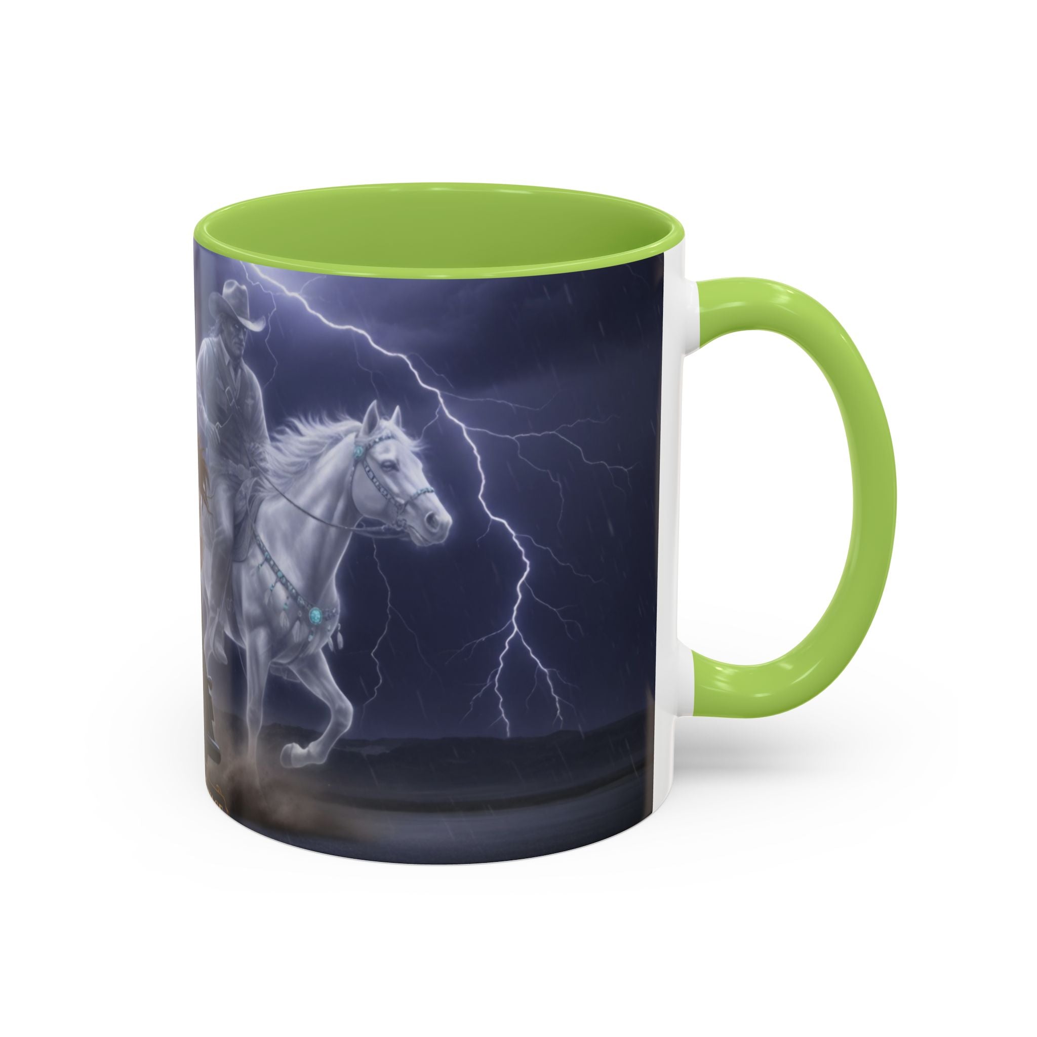 Western Ghost Riders Coffee Mug — Phantom Cowboy & Horse Lightning Accent Mug (11/15oz)