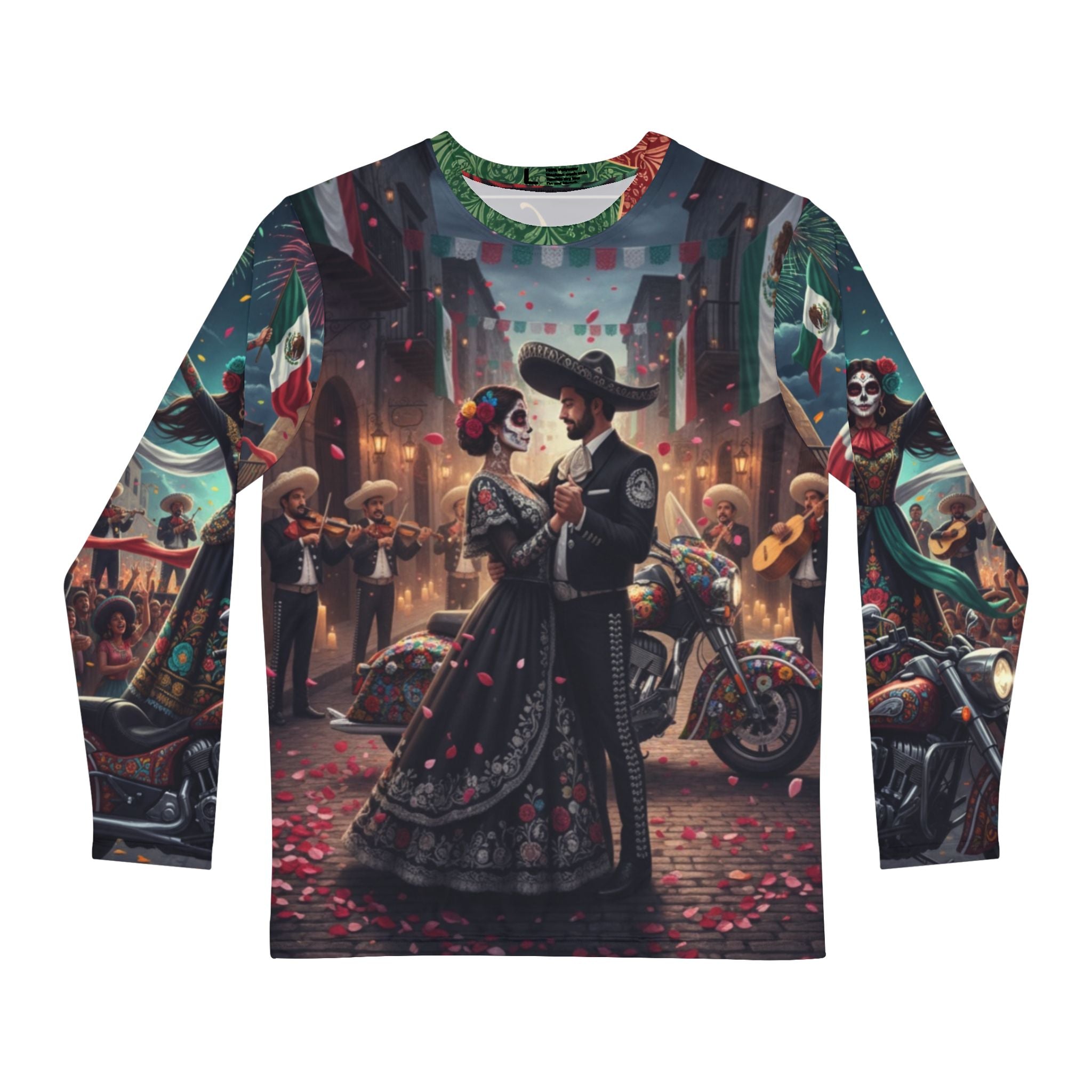 Cinco de Mayo Día de Muertos Motorcycle Long Sleeve Shirt