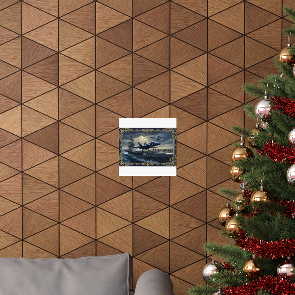 Aircraft Carrier Navy Poster — Matte Vertical Military Aviation Print