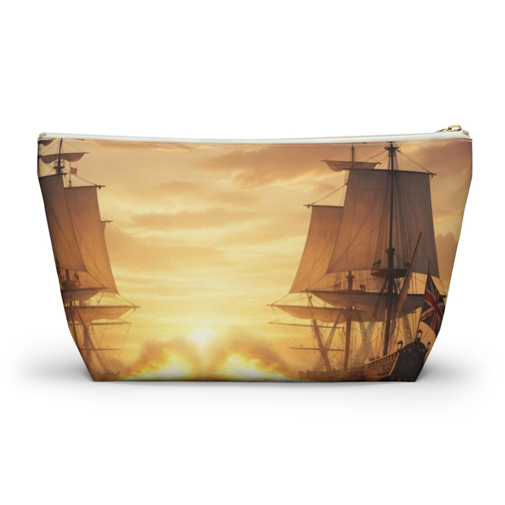 Vintage Naval Battle Accessory Pouch — Sunset Warship Makeup Bag