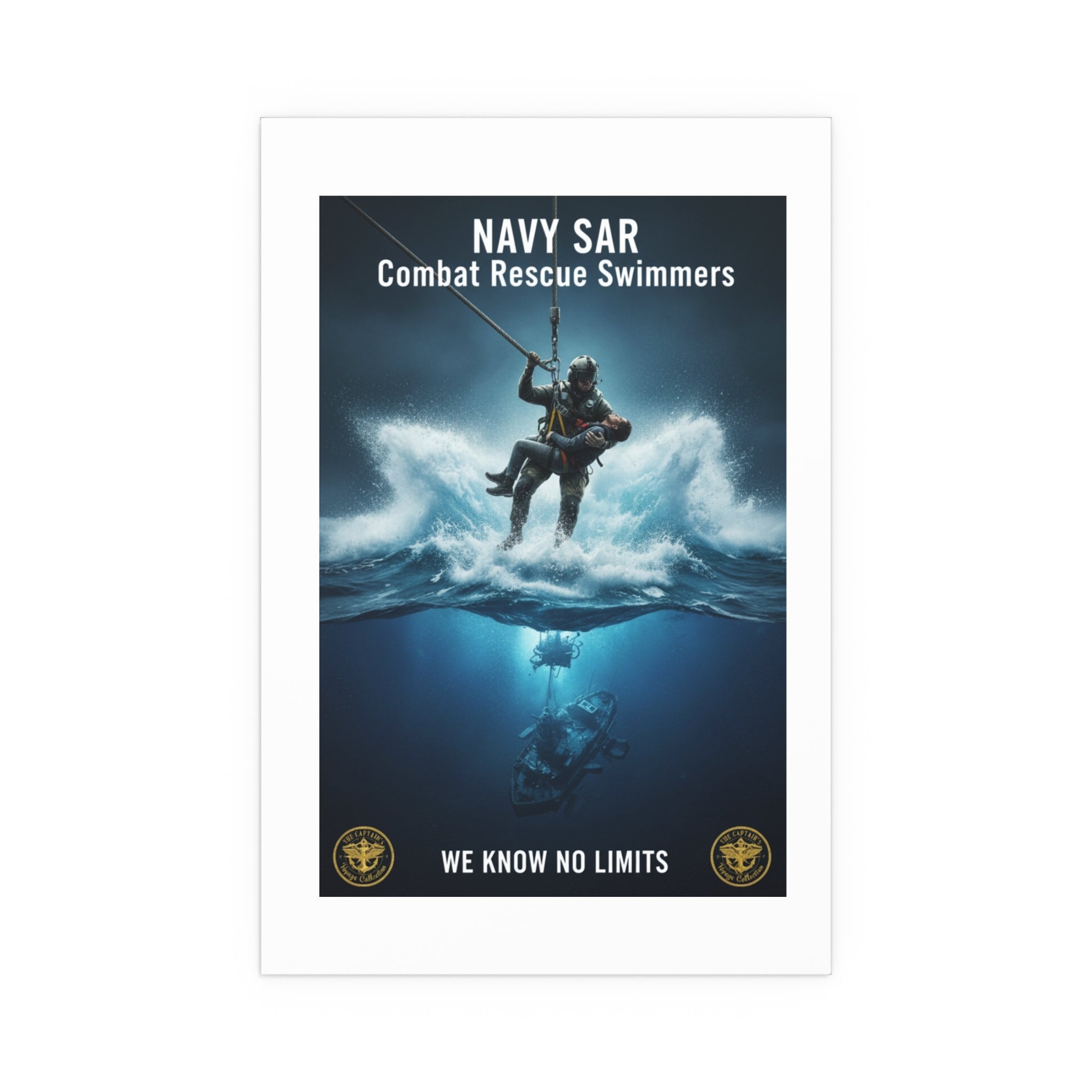 Diver Split-View Silk Poster — Underwater Adventure Wall Art (Indoor/Outdoor)
