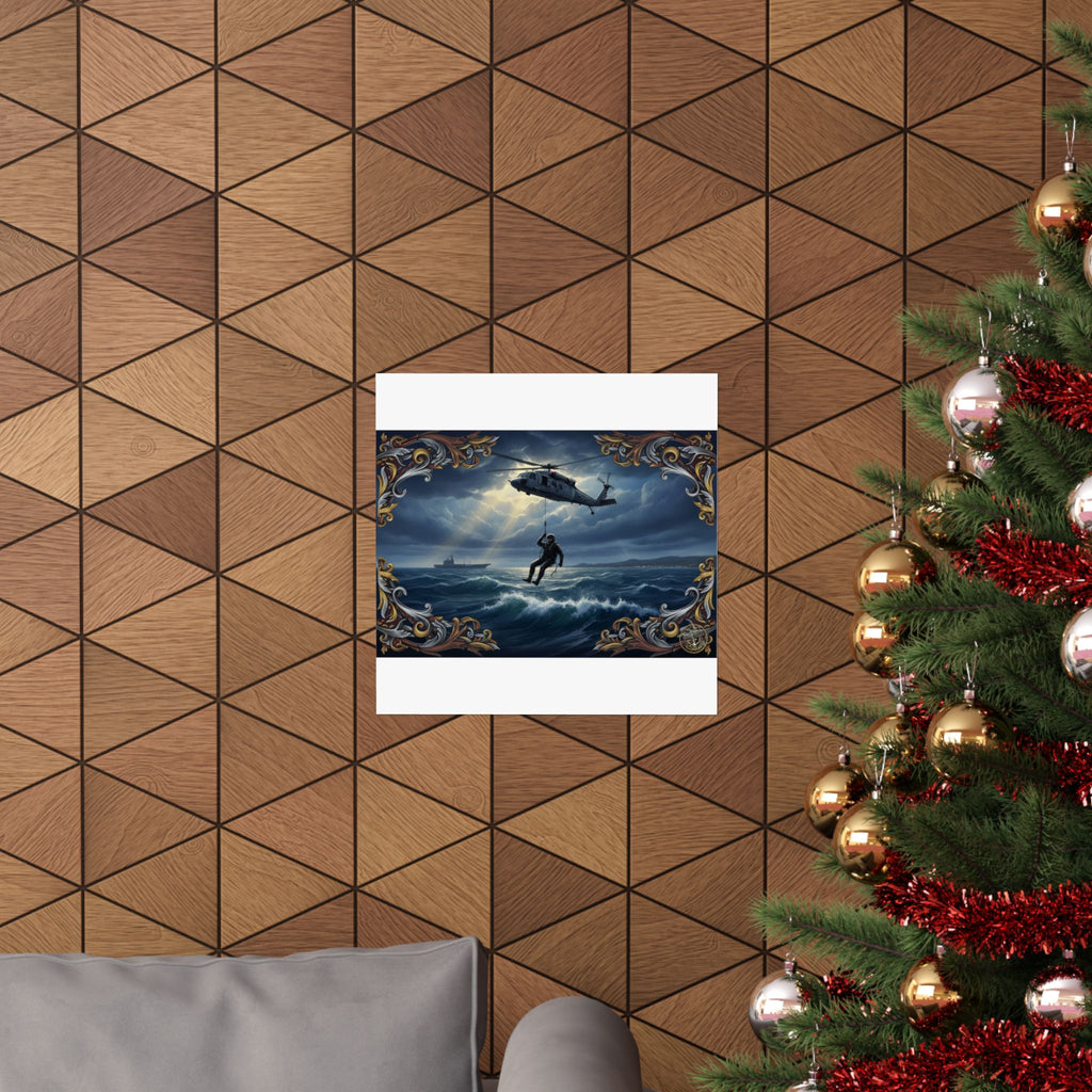 Rescue Helicopter Ocean Poster