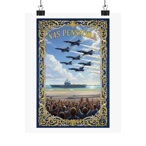 Blue Angels NAS Pensacola Poster — Navy Jet Airshow Matte Vertical Print