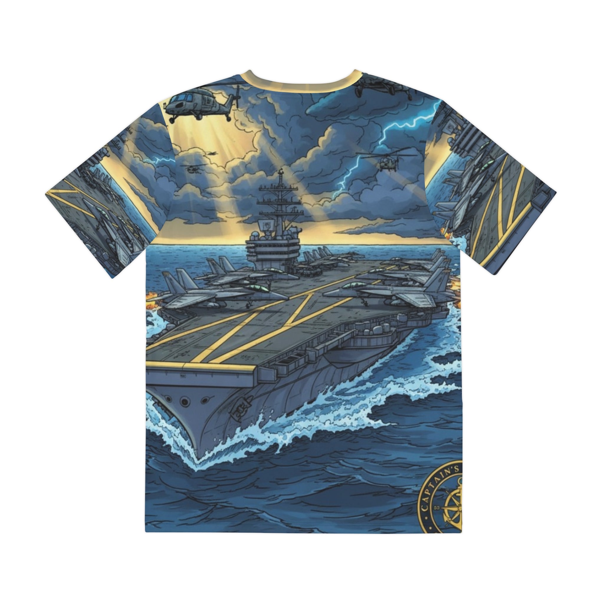 Navy Chiefs "Ride to the Wall" All-Over Print Tee — Military Motorcycle Tribute Shirt