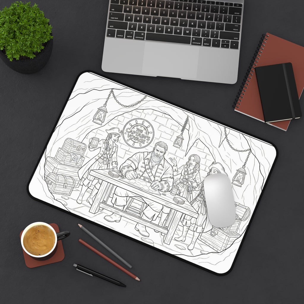 Pirate Captain Desk Mat — Treasure Crew Illustration Mouse Pad