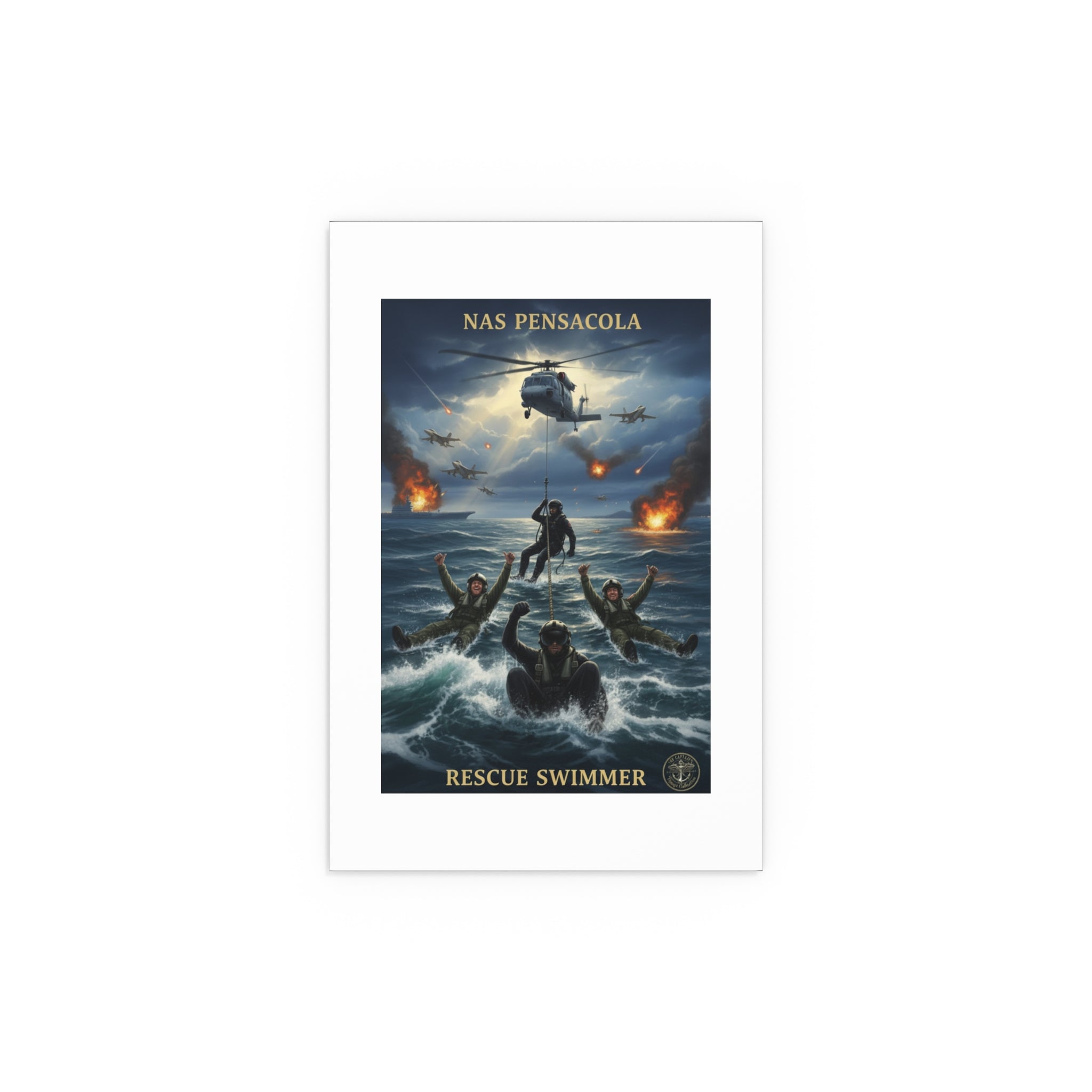 Rescue Swimmer Silk Poster — NAS Pensacola Military Aviation Art (Indoor/Outdoor)