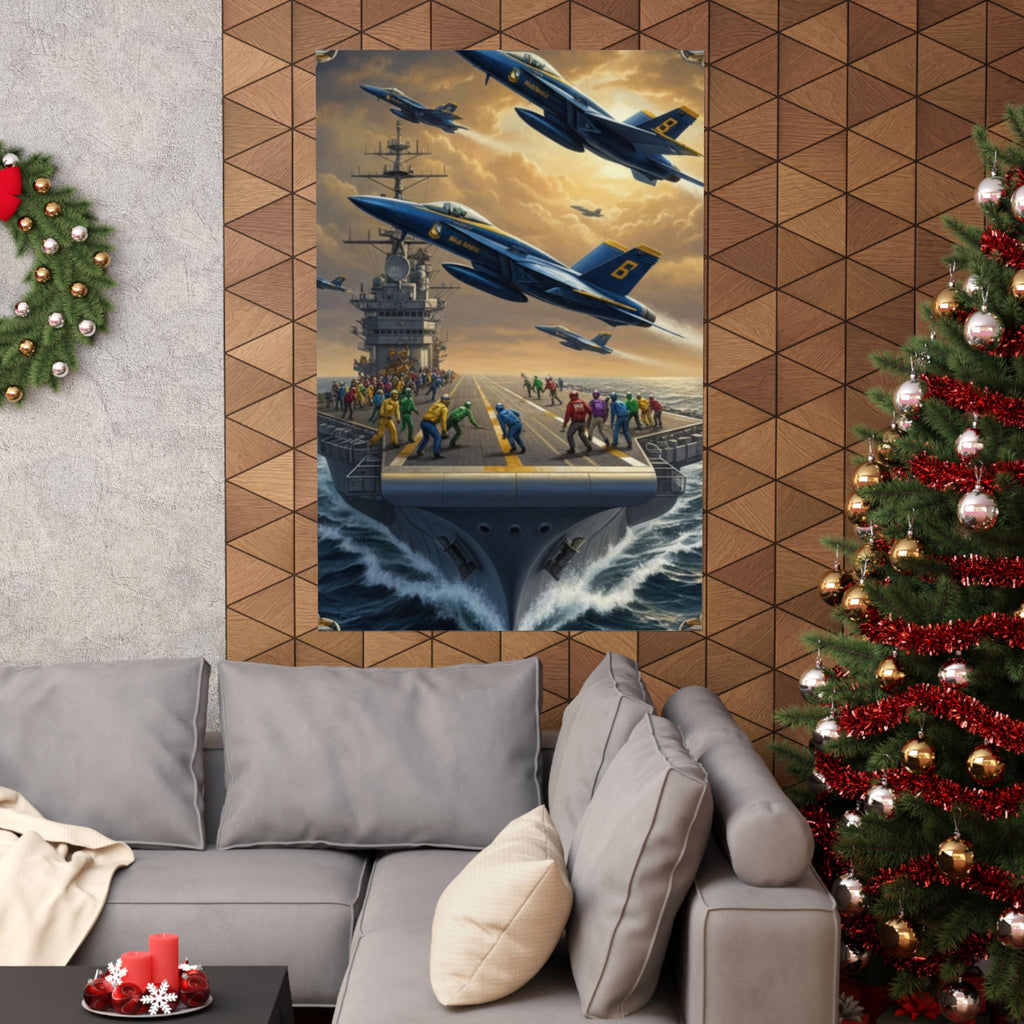 Navy SAR Rescue Helicopter Matte Poster — Dramatic Sea Rescue Art