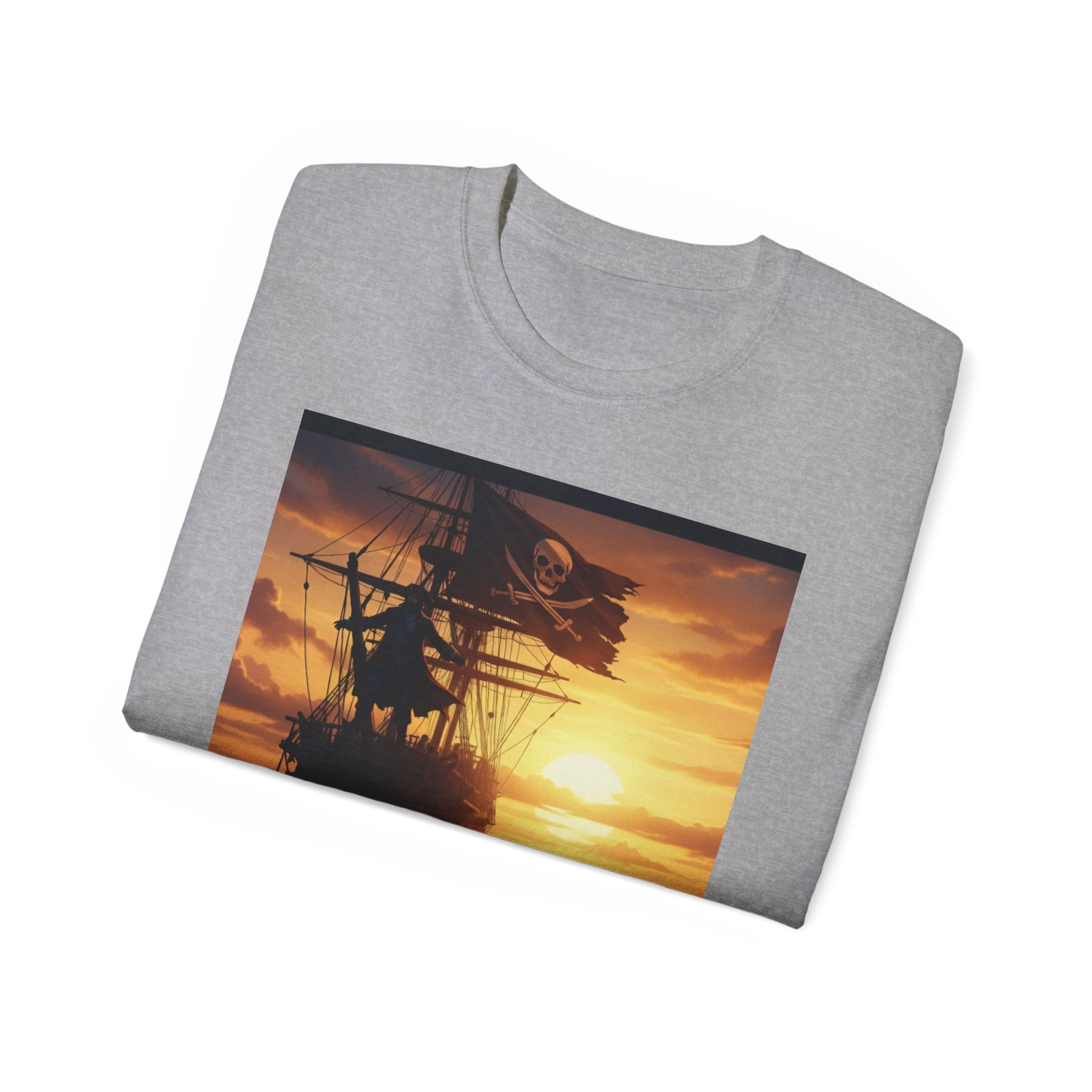 Pirate Ship Sunset Tee – Nautical Pirate Skull Graphic T-Shirt
