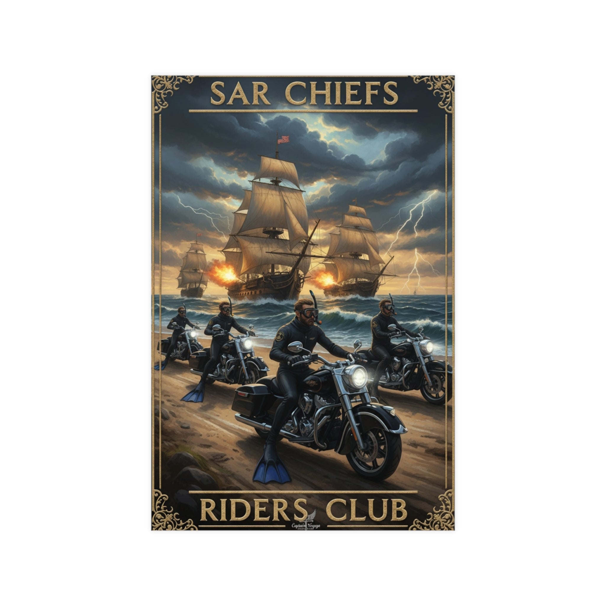 Riders Club Matte Poster — Sea Captain Bikers Vintage Nautical Wall Art
