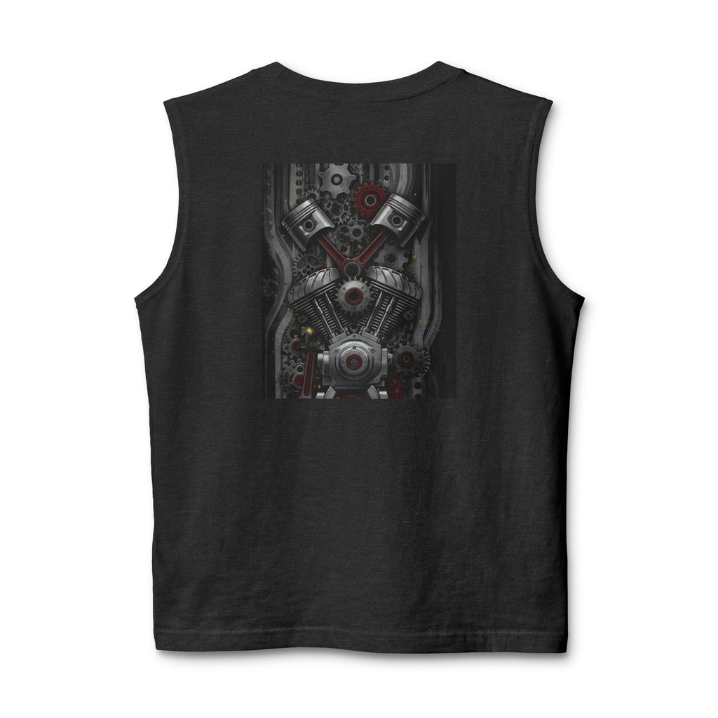 Indian Motorcycle Engine Graphic Muscle Tank — Vintage Chief Headdress Moto Tank Top