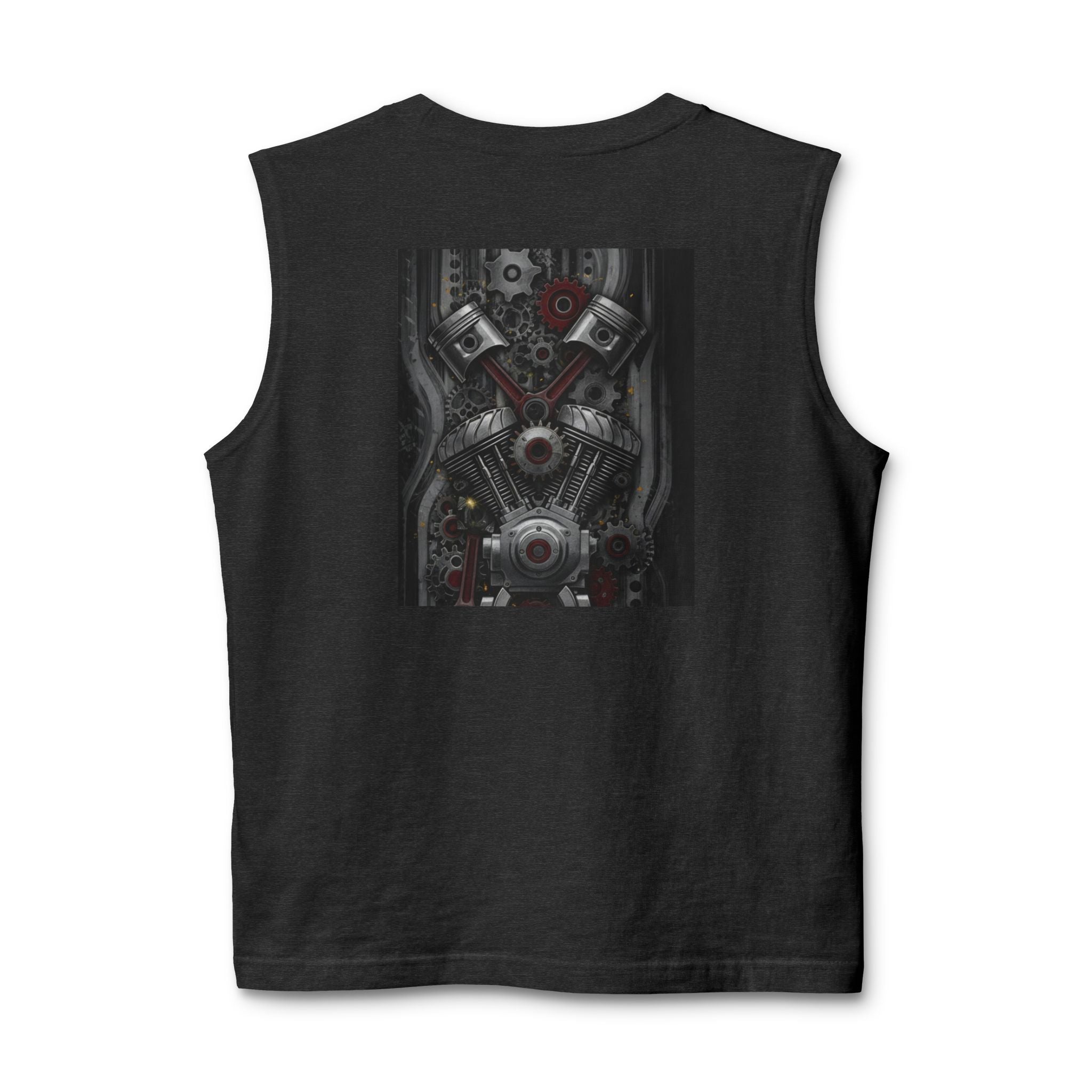 Indian Motorcycle Engine Graphic Muscle Tank — Vintage Chief Headdress Moto Tank Top