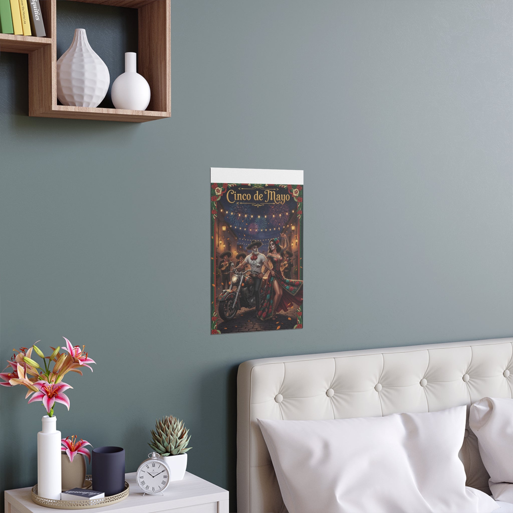 Day of the Dead Biker Silk Poster — Outdoor/Indoor Dia de los Muertos Wall Art