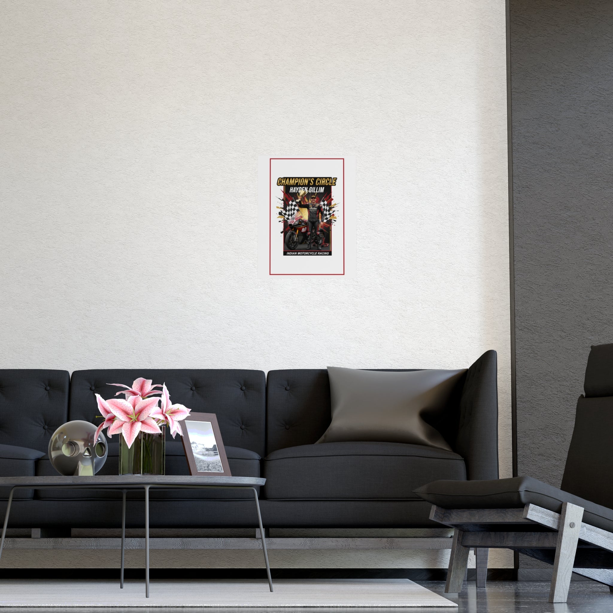 Champion's Circle Motorcycle Poster — Personalized Racing Matte Print