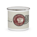 Enamel Camping Mug — Vintage Indian Motorcycle Logo Coffee Cup