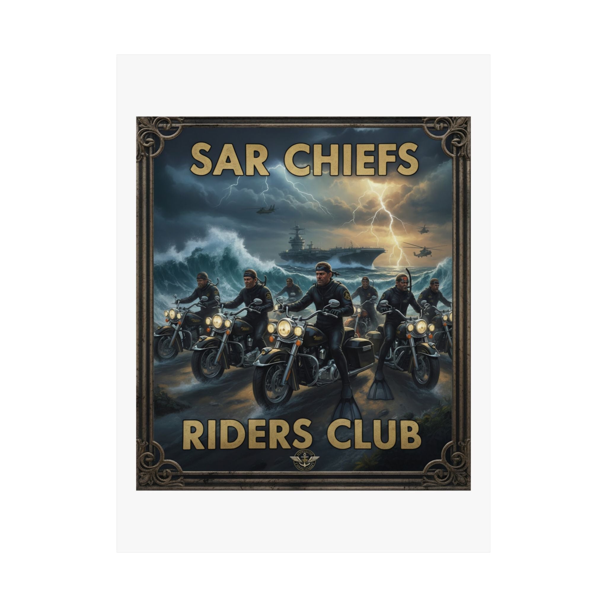 SAR Chiefs Riders Club Satin Poster – Vintage Biker Art Print (300gsm)