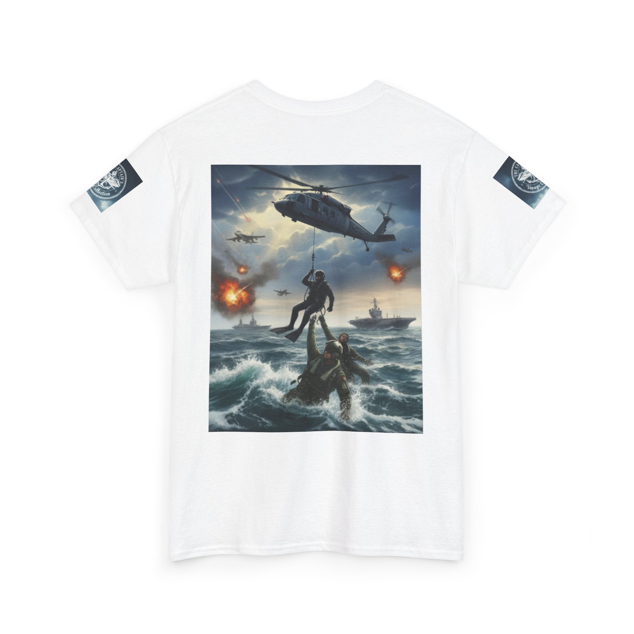 Navy Search & Rescue Graphic Tee — SAR Helicopter Rescue Scene