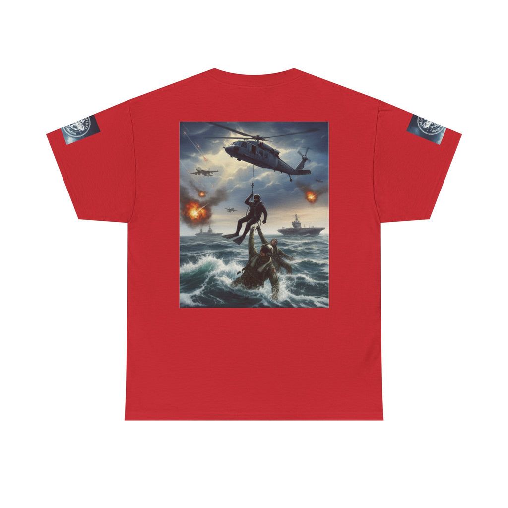 Navy Search & Rescue Graphic Tee — SAR Helicopter Rescue Scene
