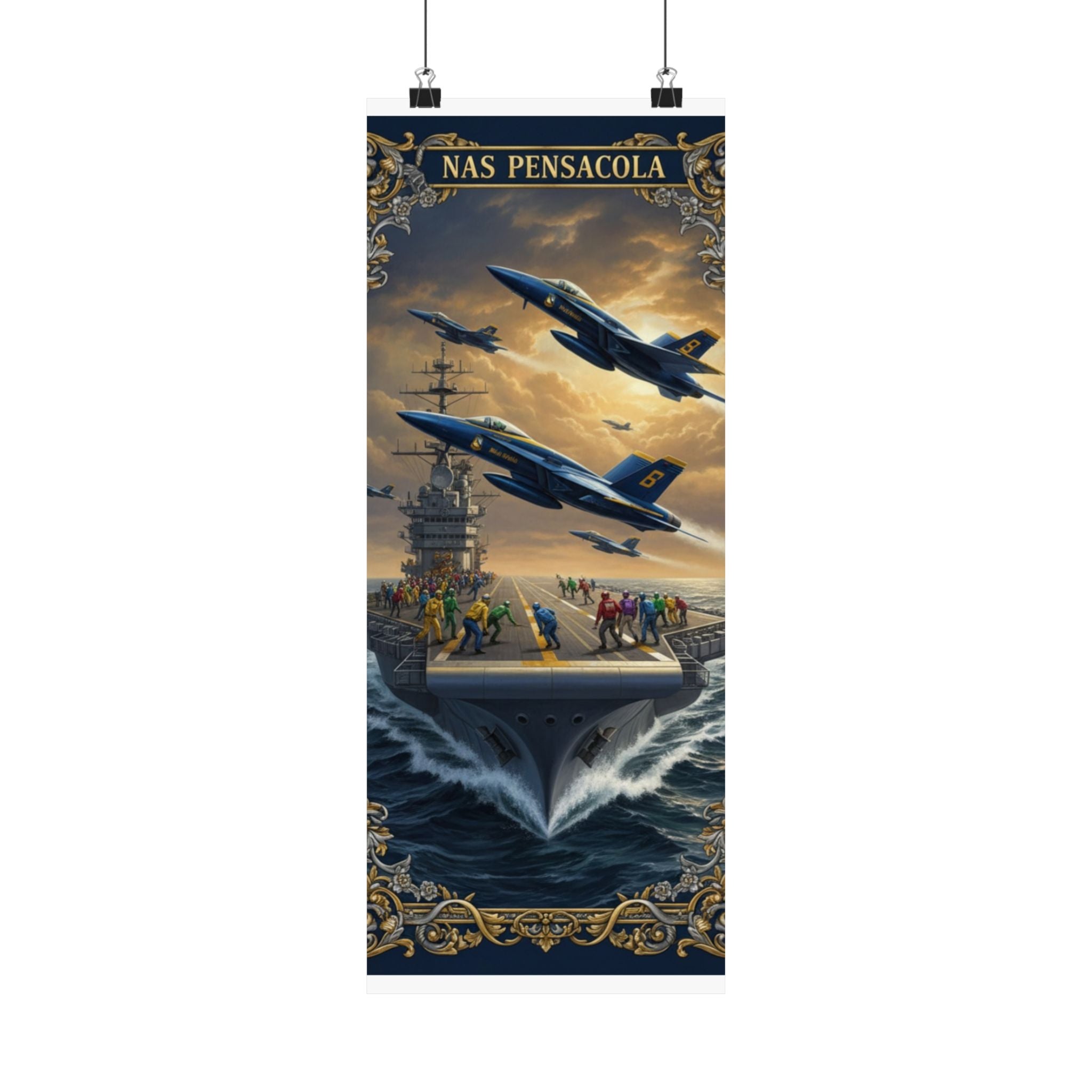 Navy SAR Rescue Helicopter Matte Poster — Dramatic Sea Rescue Art