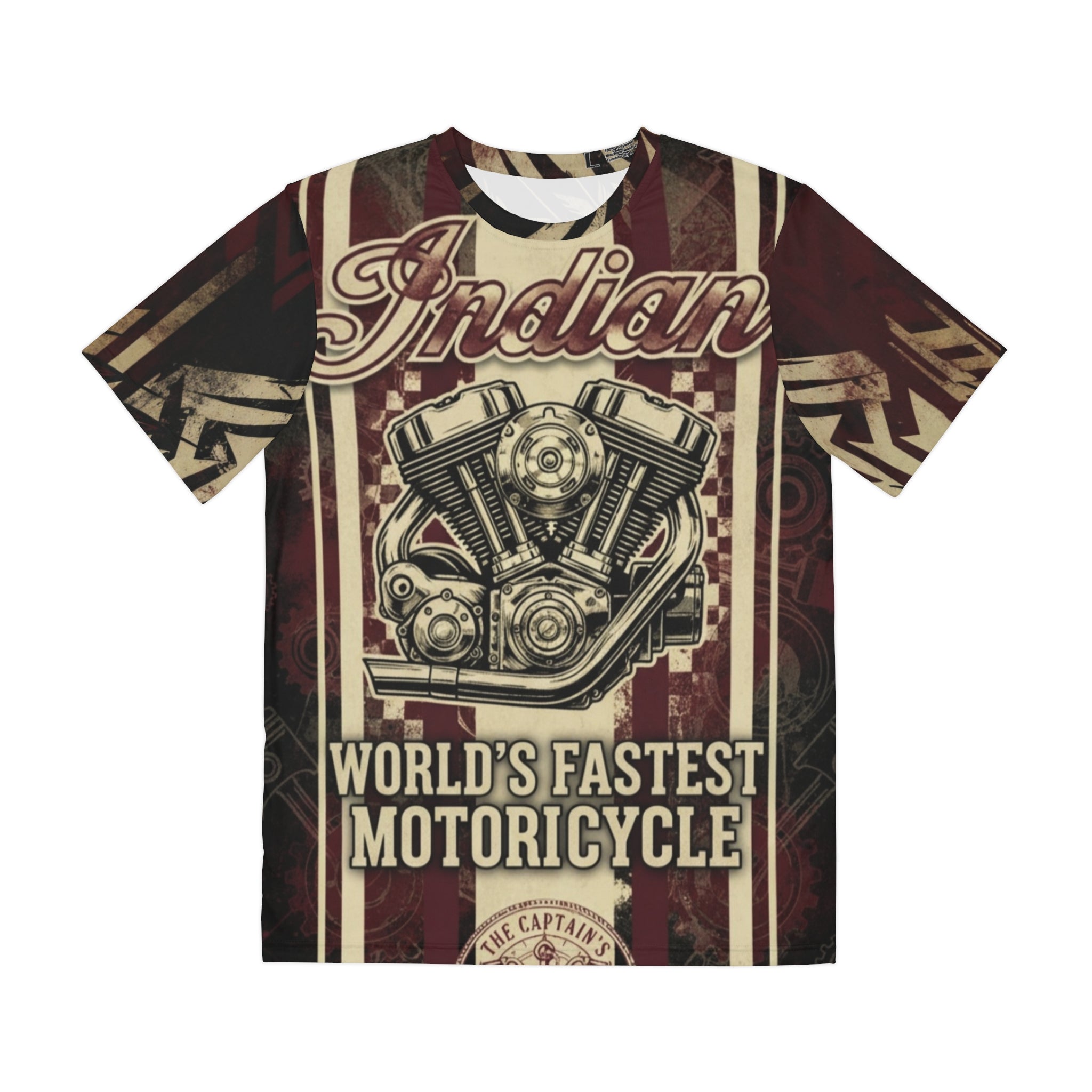 Indian Motorcycle Skull Tee — 'World's Fastest Motorcycle' All-Over Print T-Shirt