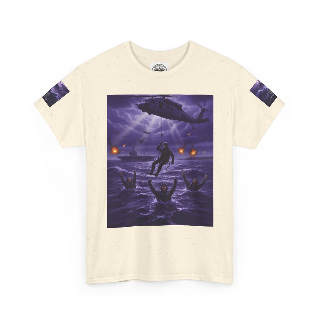 Rescue Night Tee — Purple Helicopter Sea Rescue Graphic T-Shirt