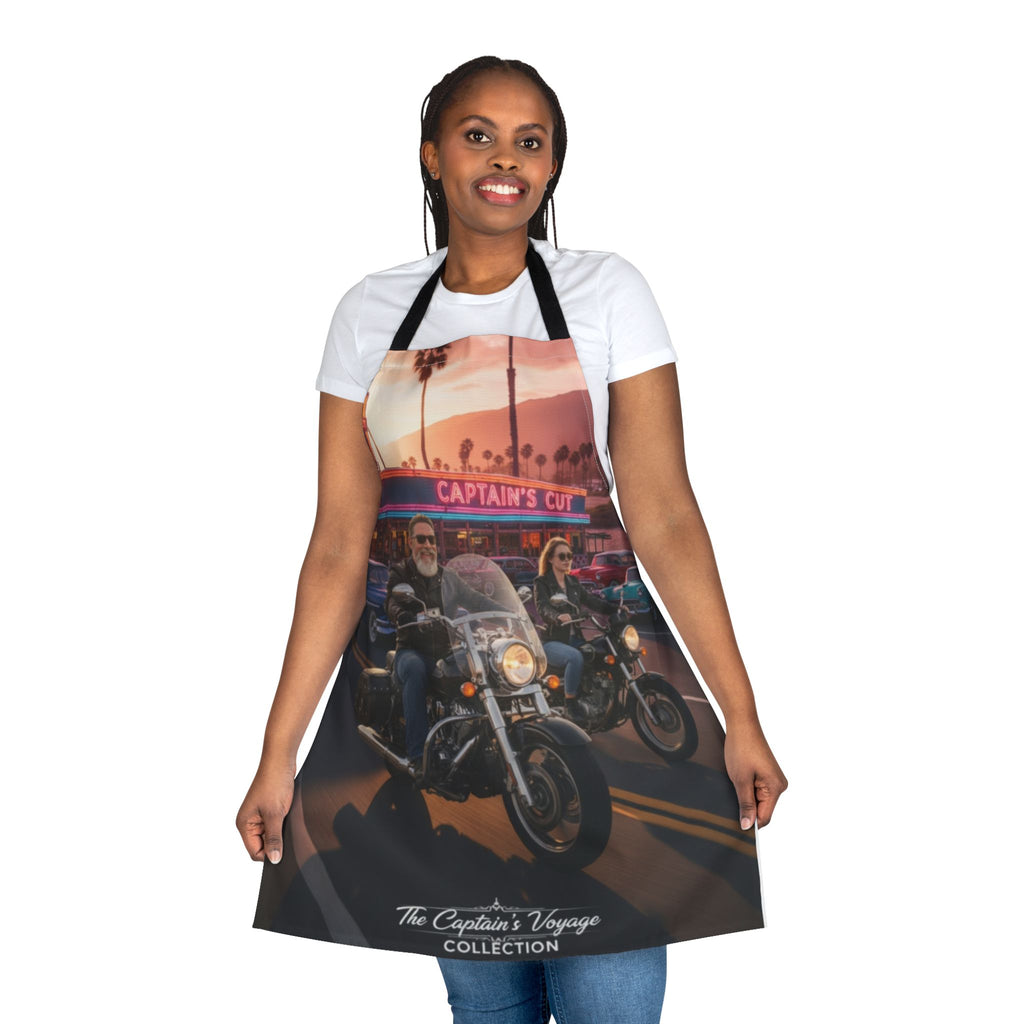 Biker Sunset Apron — Vintage Motorcycle Diner Print