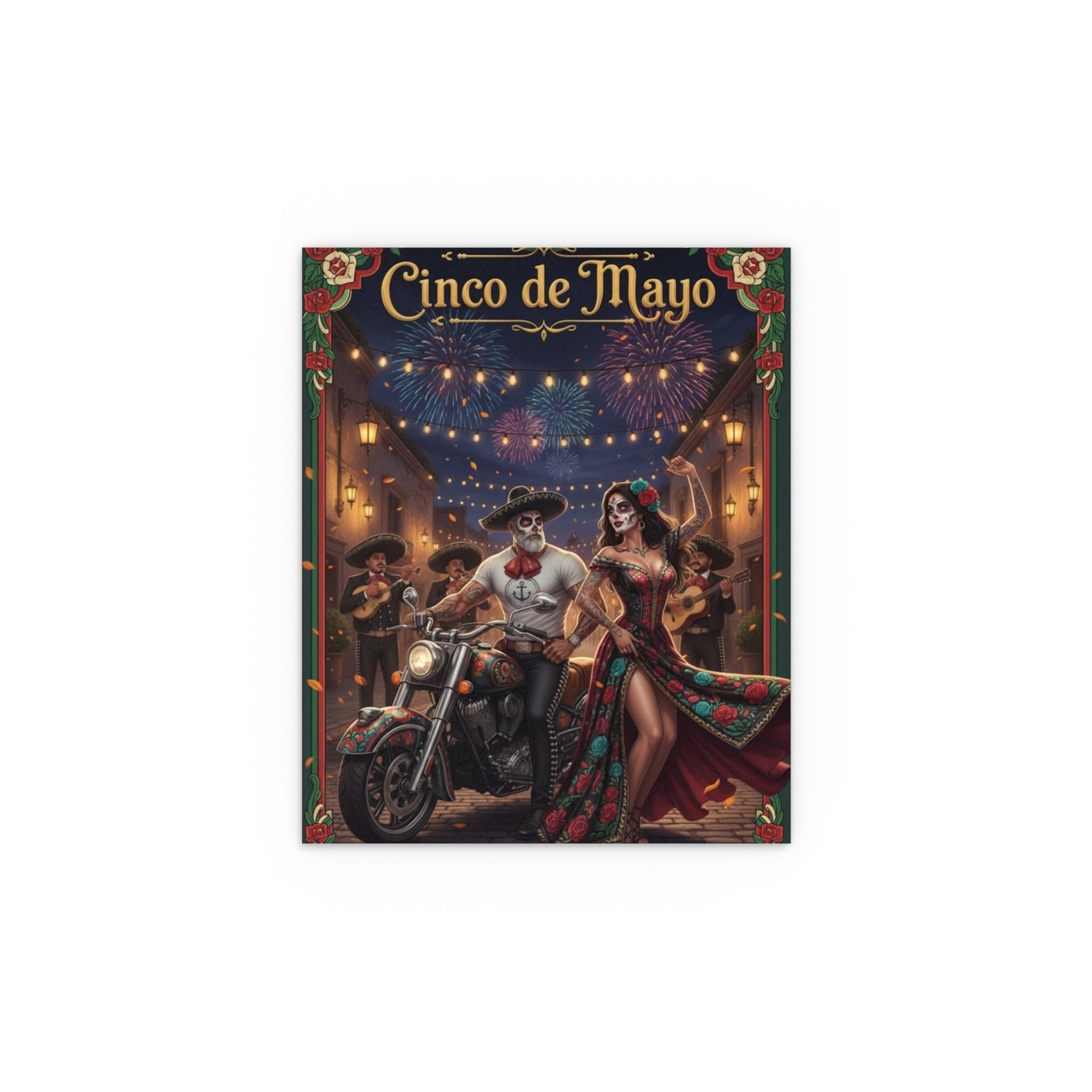 Day of the Dead Biker Silk Poster — Outdoor/Indoor Dia de los Muertos Wall Art