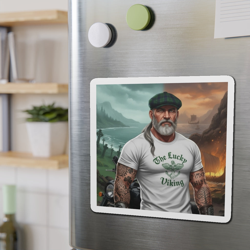 Die-Cut Magnet — "The Lucky Viking" Bearded Biker Design