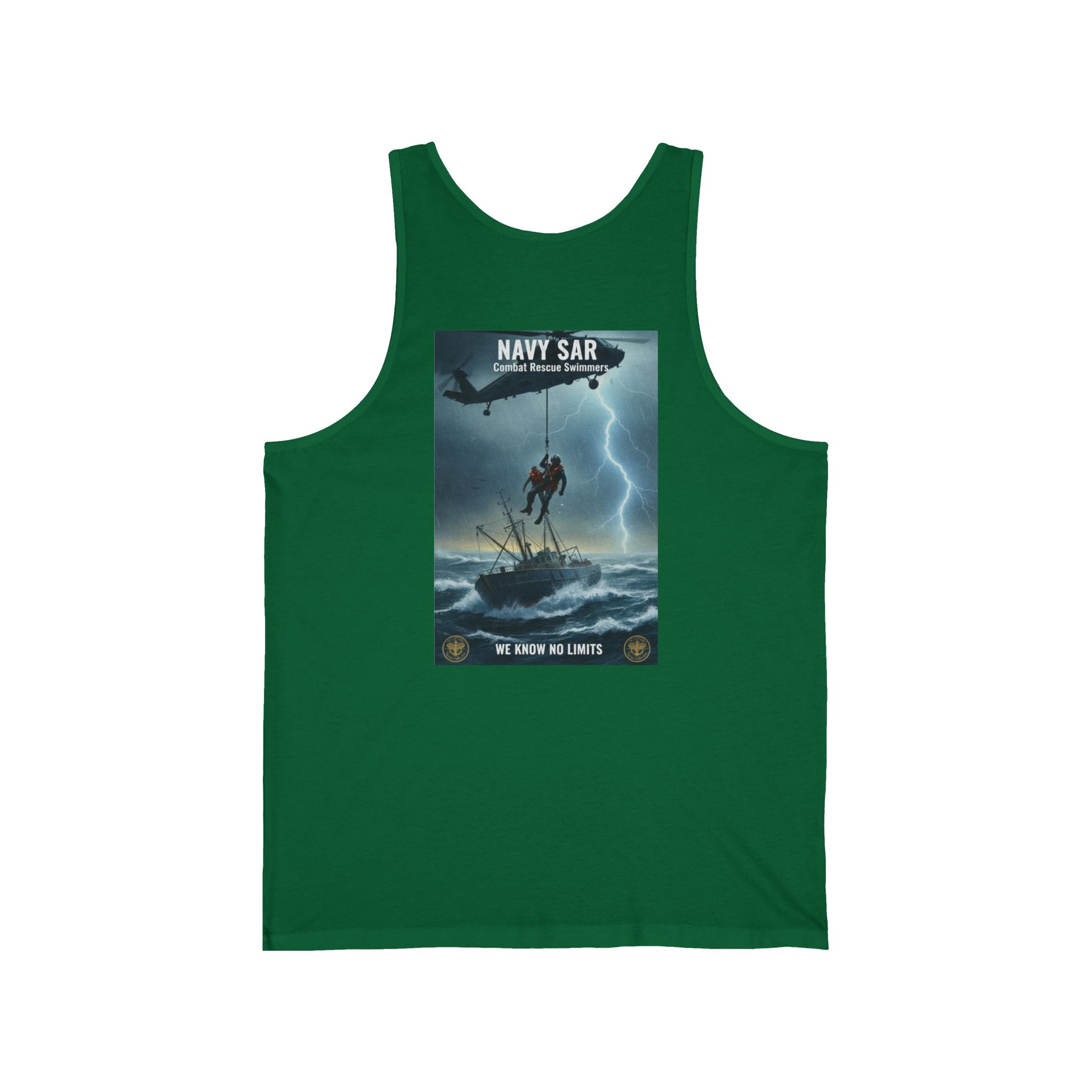 Navy SAR Combat Rescue Tank Top — "We Know No Limits" Military Graphic Tank