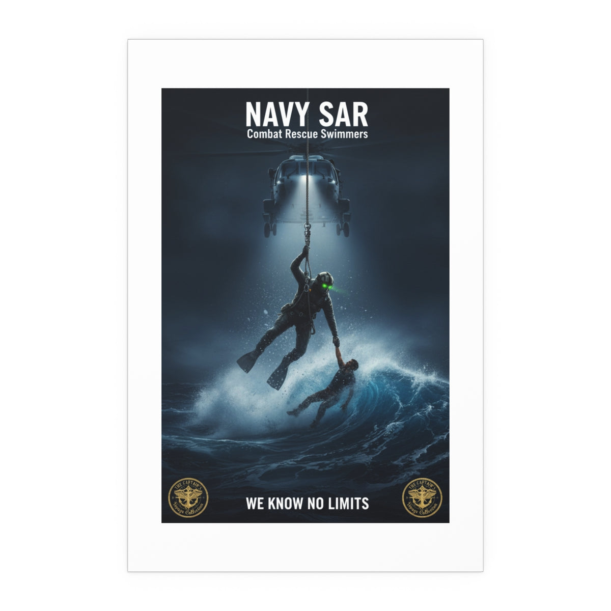 Navy SAR Combat Rescue Swimmers Silk Poster – “We Know No Limits” Indoor/Outdoor Print