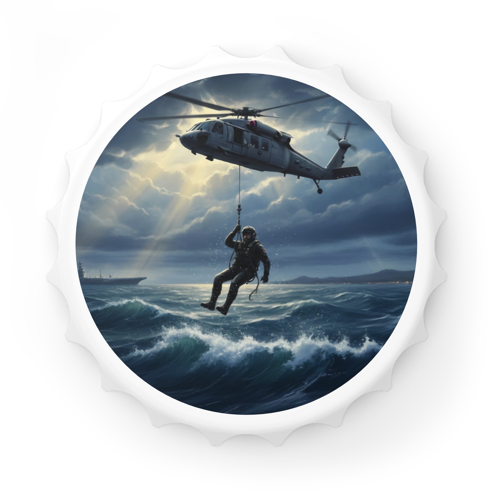 Bottle Opener — Search and Rescue Helicopter Scene Magnetic Bottle Cap Opener