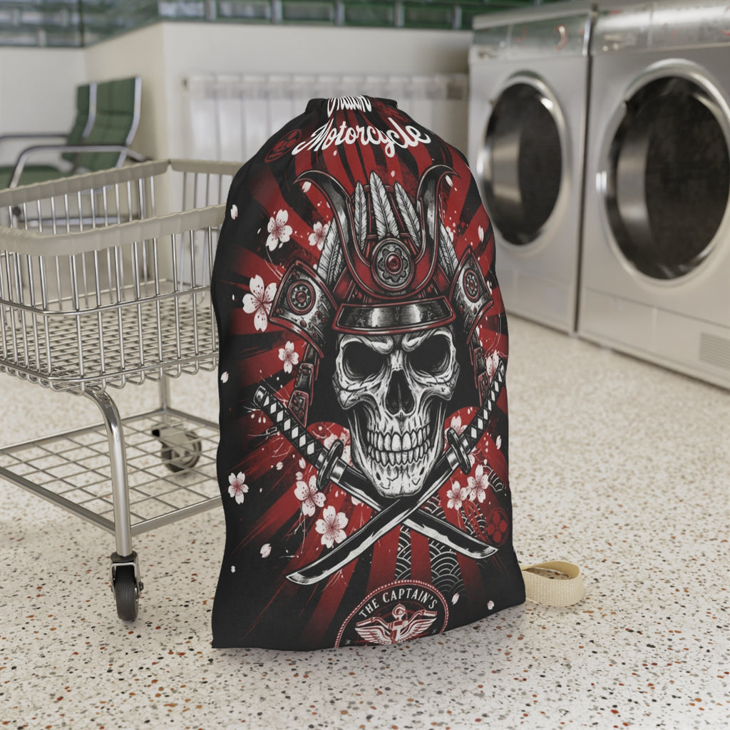 Indian Motorcycle Skull Laundry Bag — Biker Skull Drawstring Wash Bag