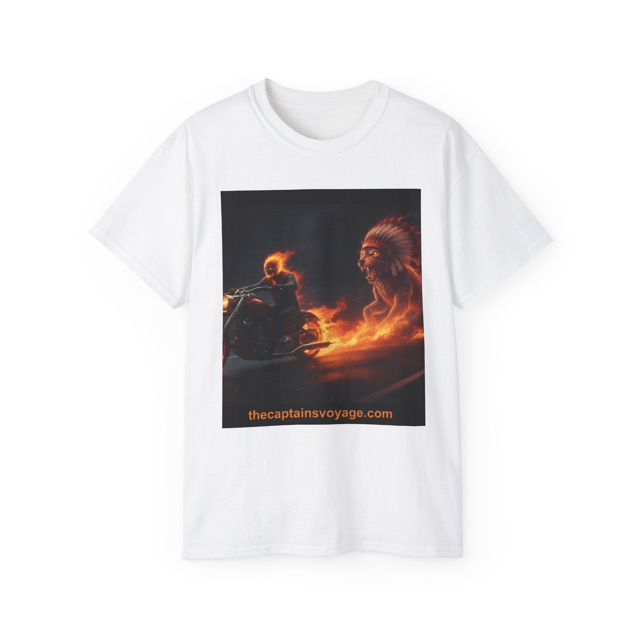 Adventure Motorcycle Tee — Fiery Rider & Nautical Voyage Graphic T-Shirt