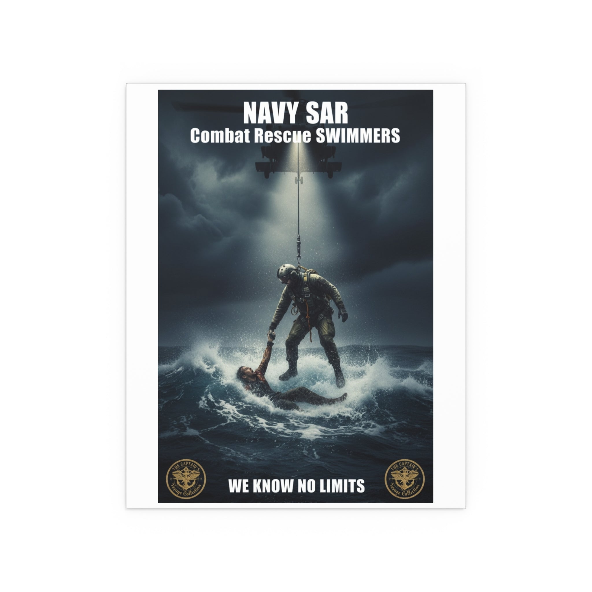 Rescue Diver Silk Poster — Dramatic Ocean Rescue Wall Art
