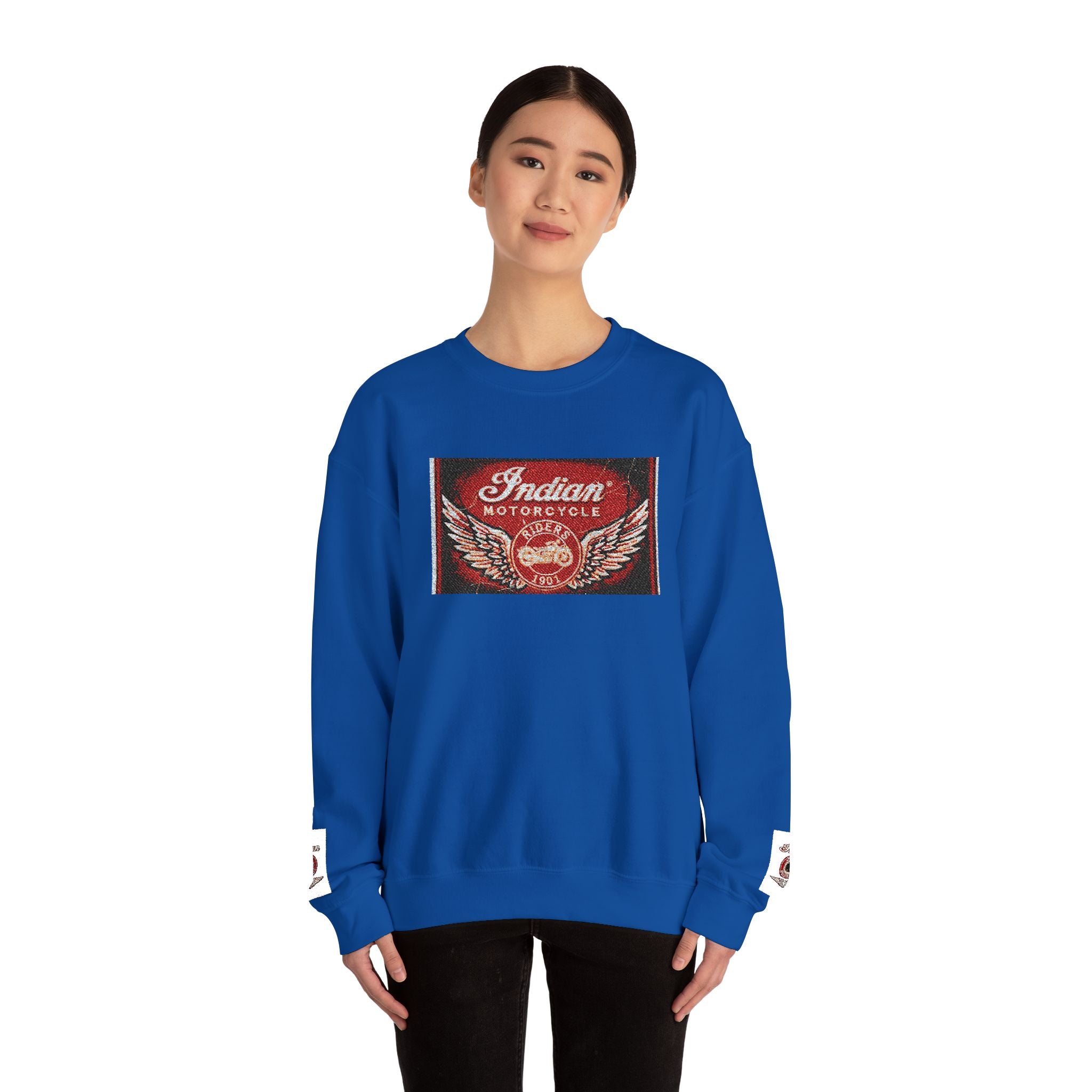 Vintage Motorcycle Crewneck Sweatshirt — 'Indian Motorcycles' Winged Logo