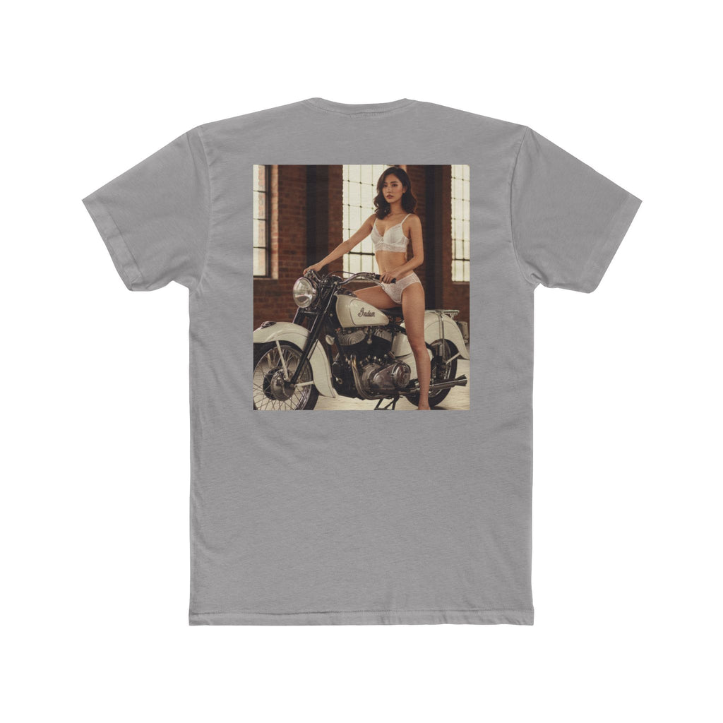 Vintage Motorcycle Pinup Tee — Retro Biker Photo Graphic T-Shirt