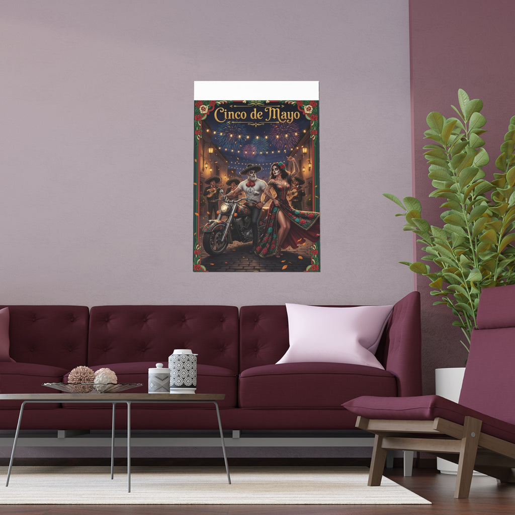 Day of the Dead Biker Silk Poster — Outdoor/Indoor Dia de los Muertos Wall Art
