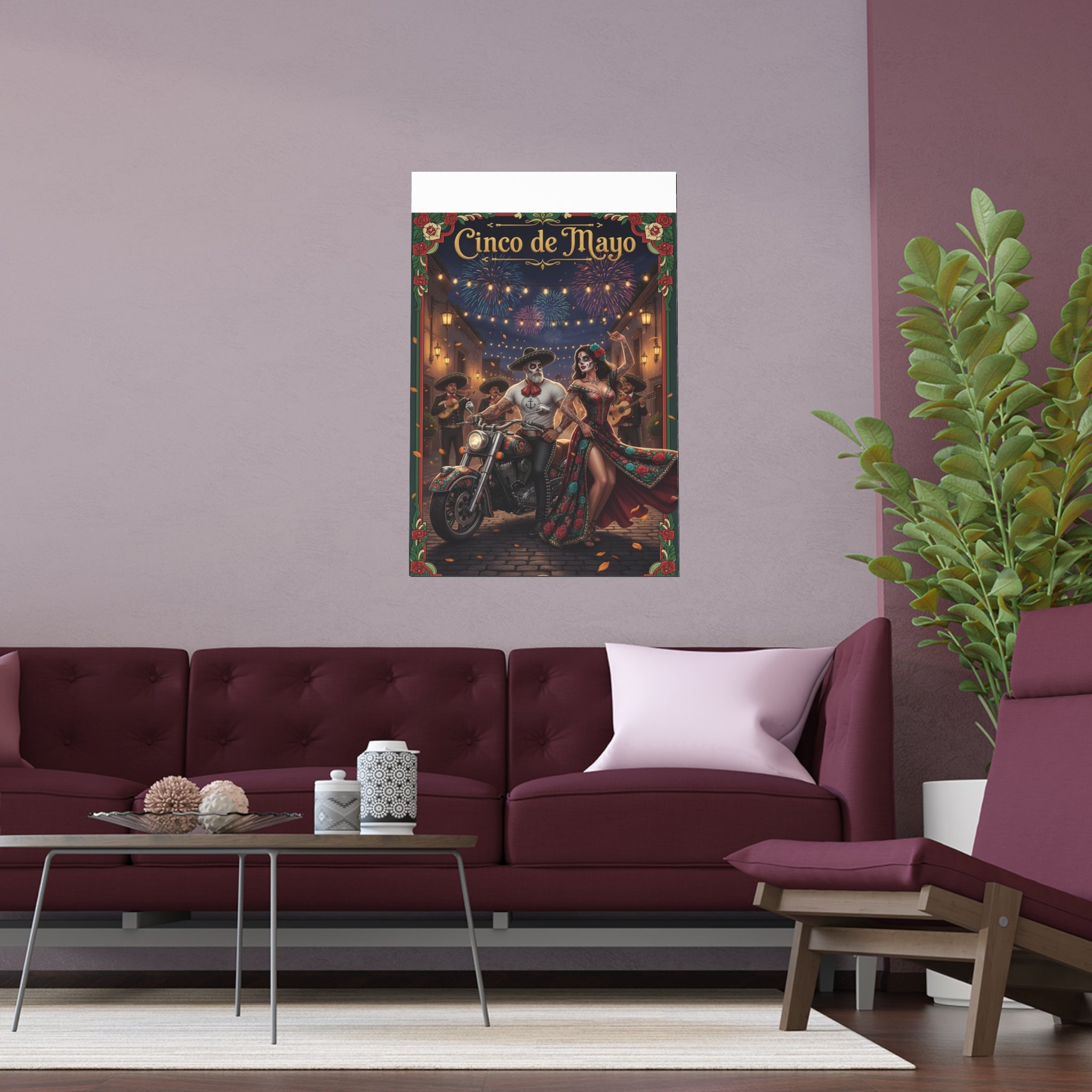 Day of the Dead Biker Silk Poster — Outdoor/Indoor Dia de los Muertos Wall Art