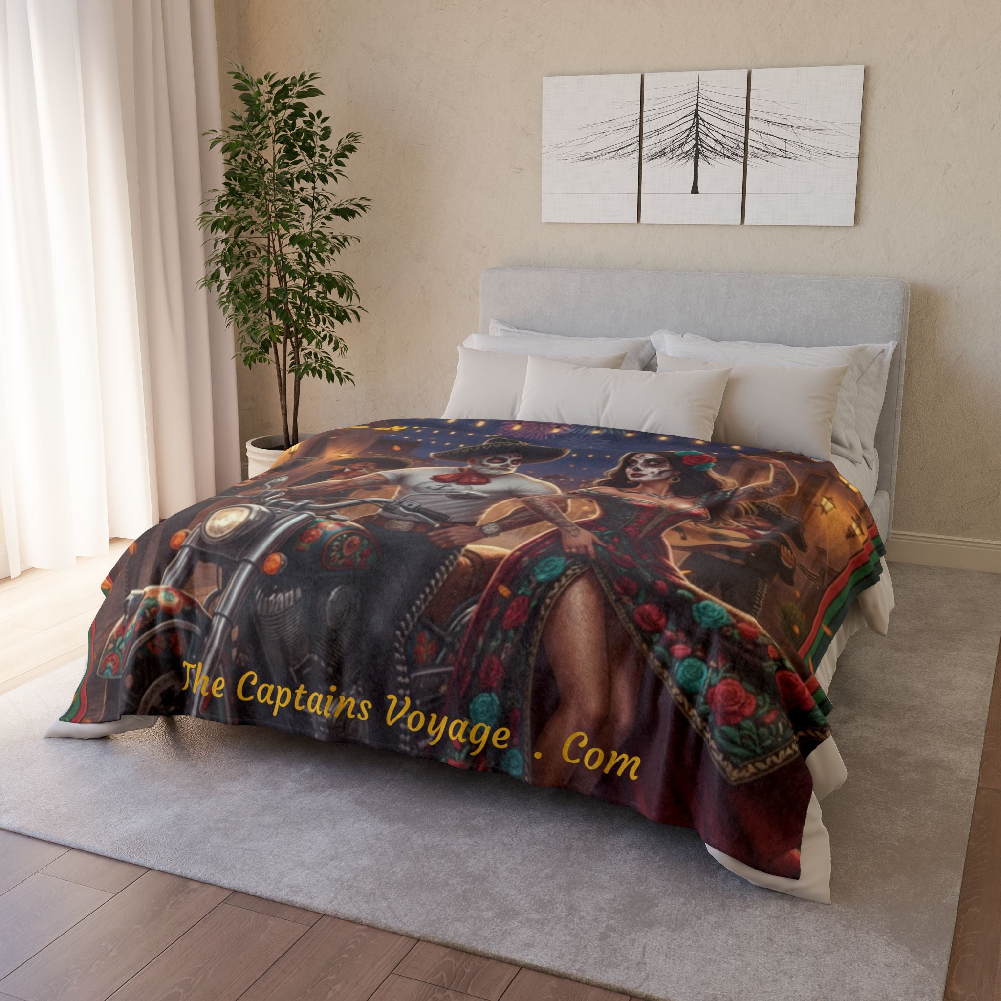 Cinco de Mayo Sugar Skull Blanket — Day of the Dead Mexican Fiesta Throw