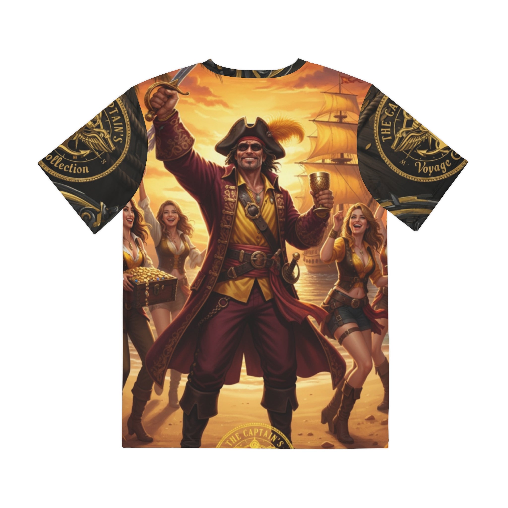 Pirate Captain Motorcycle Tee — All-Over Print Men's Polyester Shirt