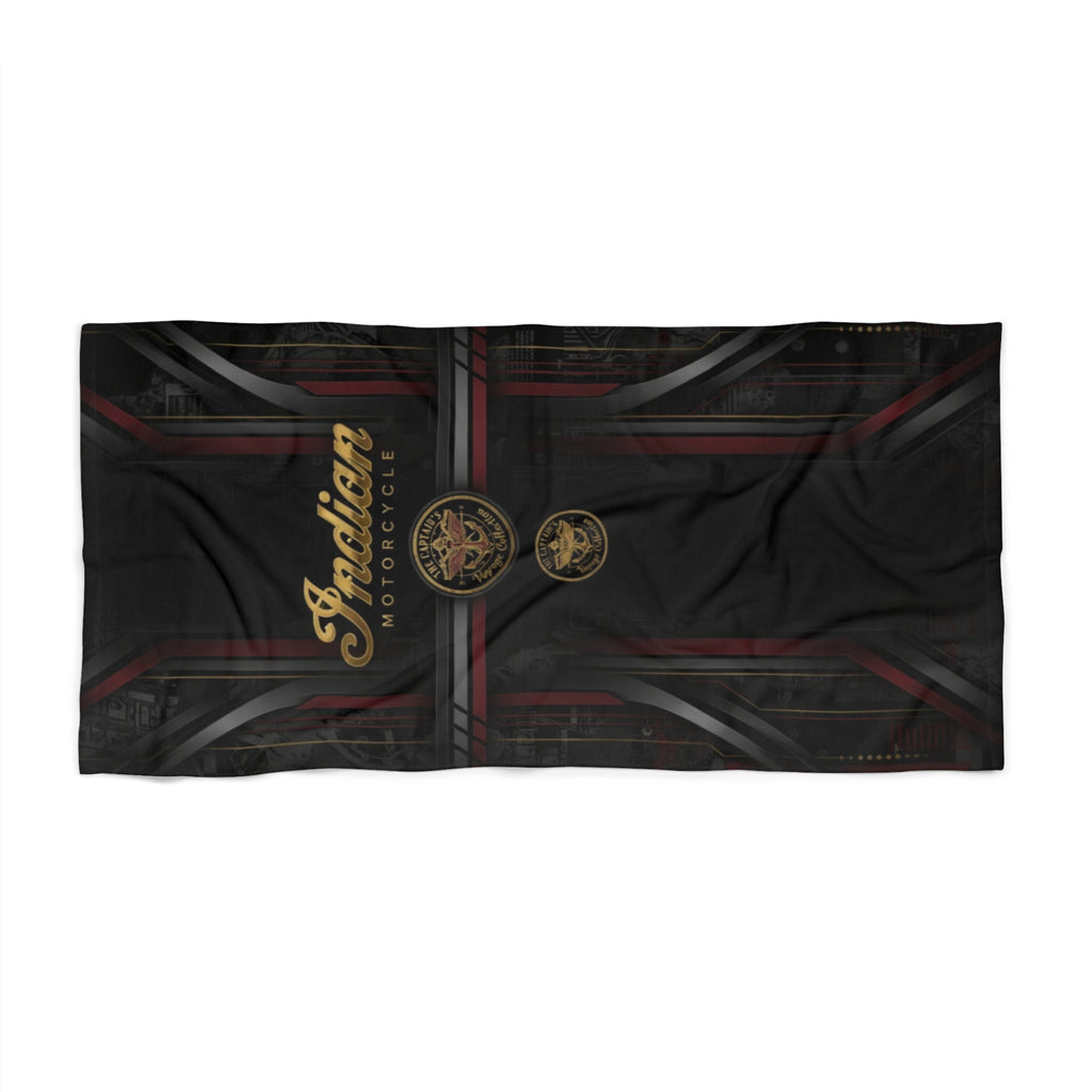 Indian Motorcycle Logo Beach Towel — Vintage Motorcycle Emblem Design