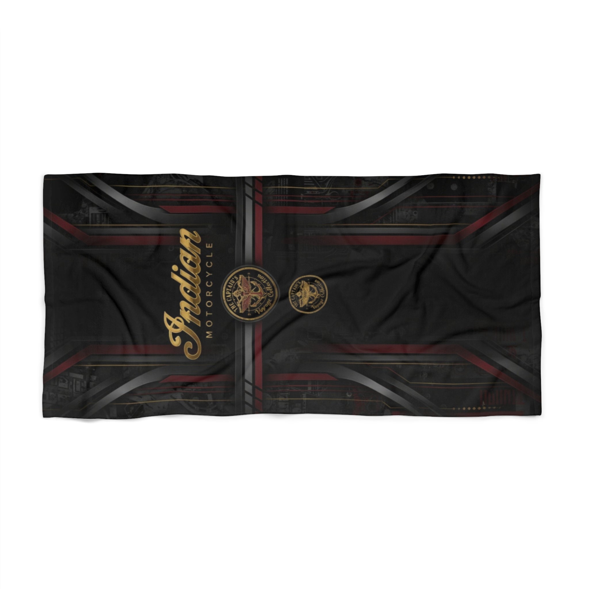 Indian Motorcycle Logo Beach Towel — Vintage Motorcycle Emblem Design